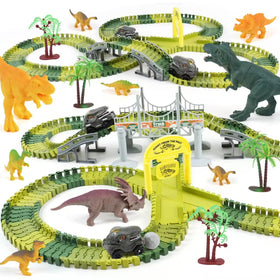 MagicKidz Dinosaur Track Wide Layout enables smoother curves for easier racing.