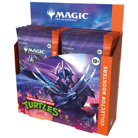 Magic: The Gathering TMNT collector booster box front view highlights premium packaging for display and collection.