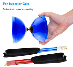 MAGICYOYO blue diabolo cups close-up showing durability and smooth spin