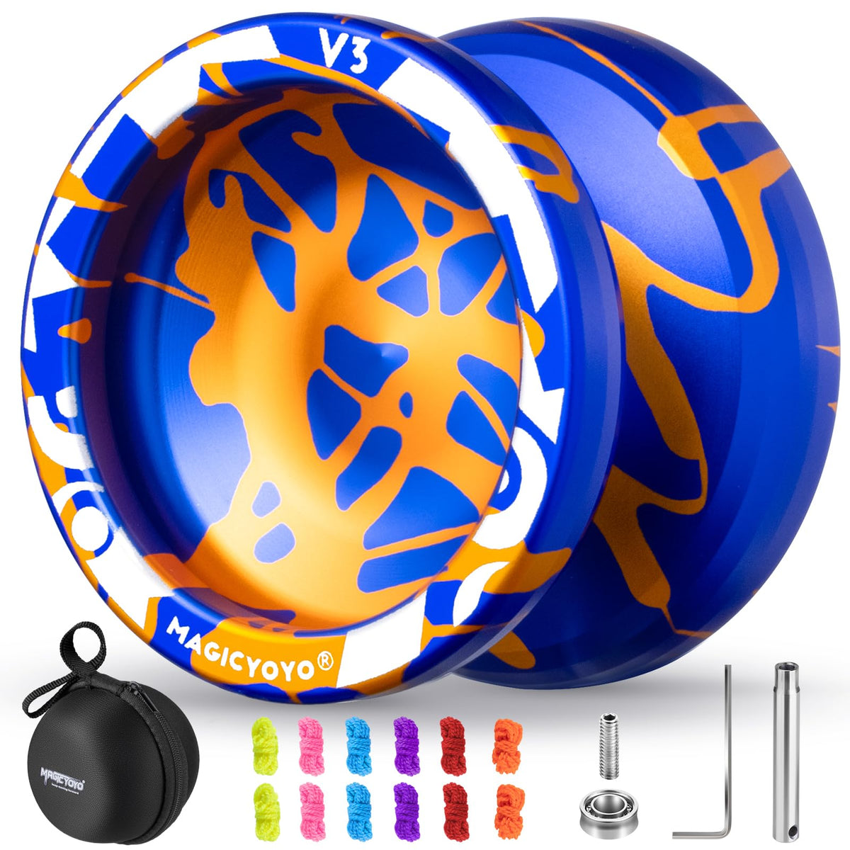 MAGICYOYO V3 blue-glod-splash image highlights beginner-friendly yoyo for kids