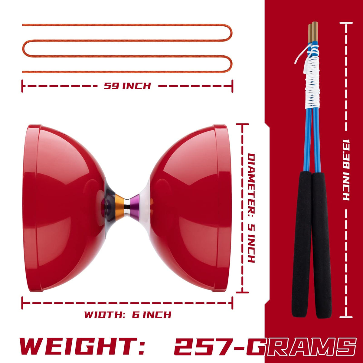 MAGICYOYO Diabolo Pro durable TPR shell absorbs impact.