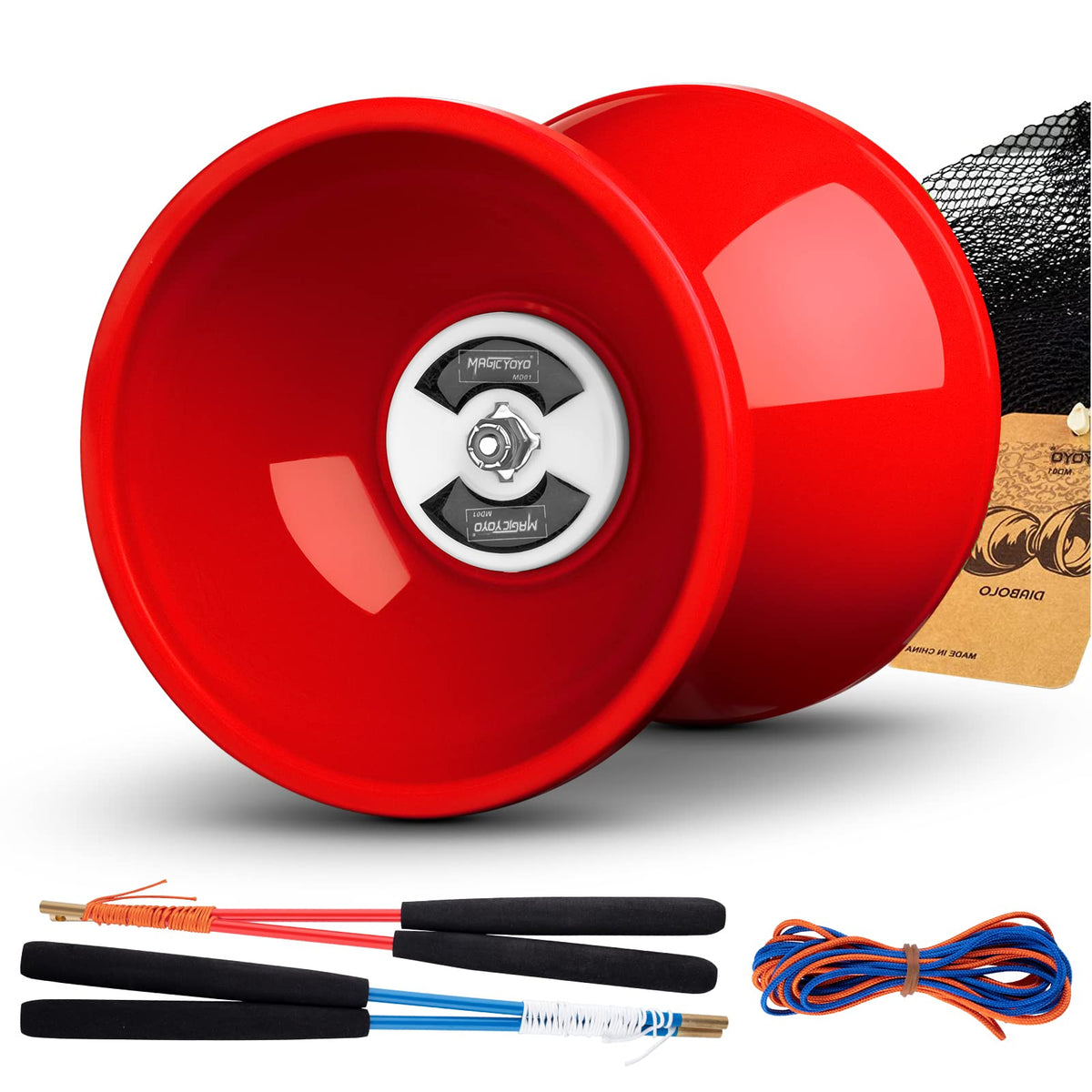 MAGICYOYO Diabolo Pro red triple-bearing top view for advanced tricks.