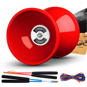 MAGICYOYO Diabolo Pro red triple-bearing top view for advanced tricks.
