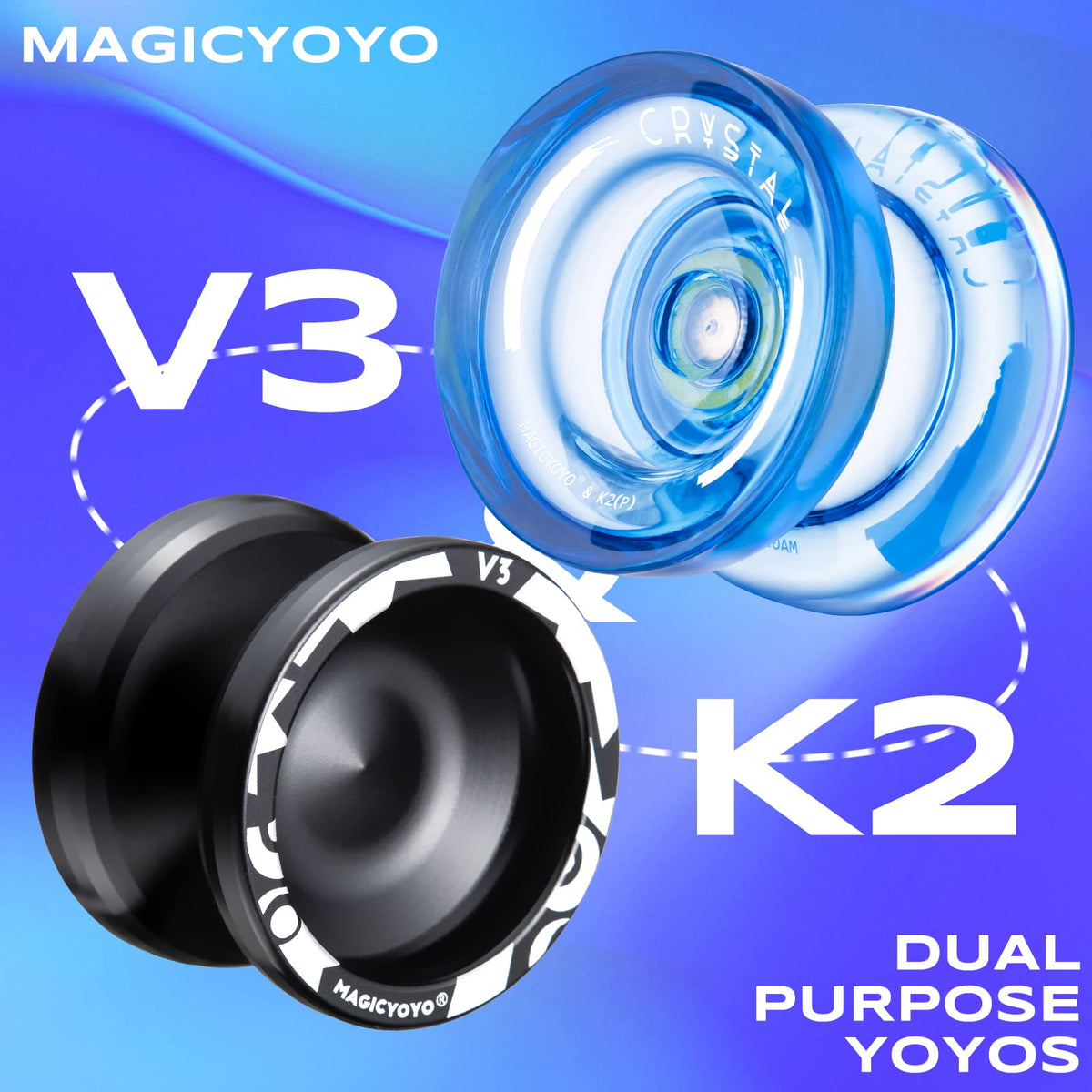 MAGICYOYO K2 crystal blue plastic yoyo built for durable practice.