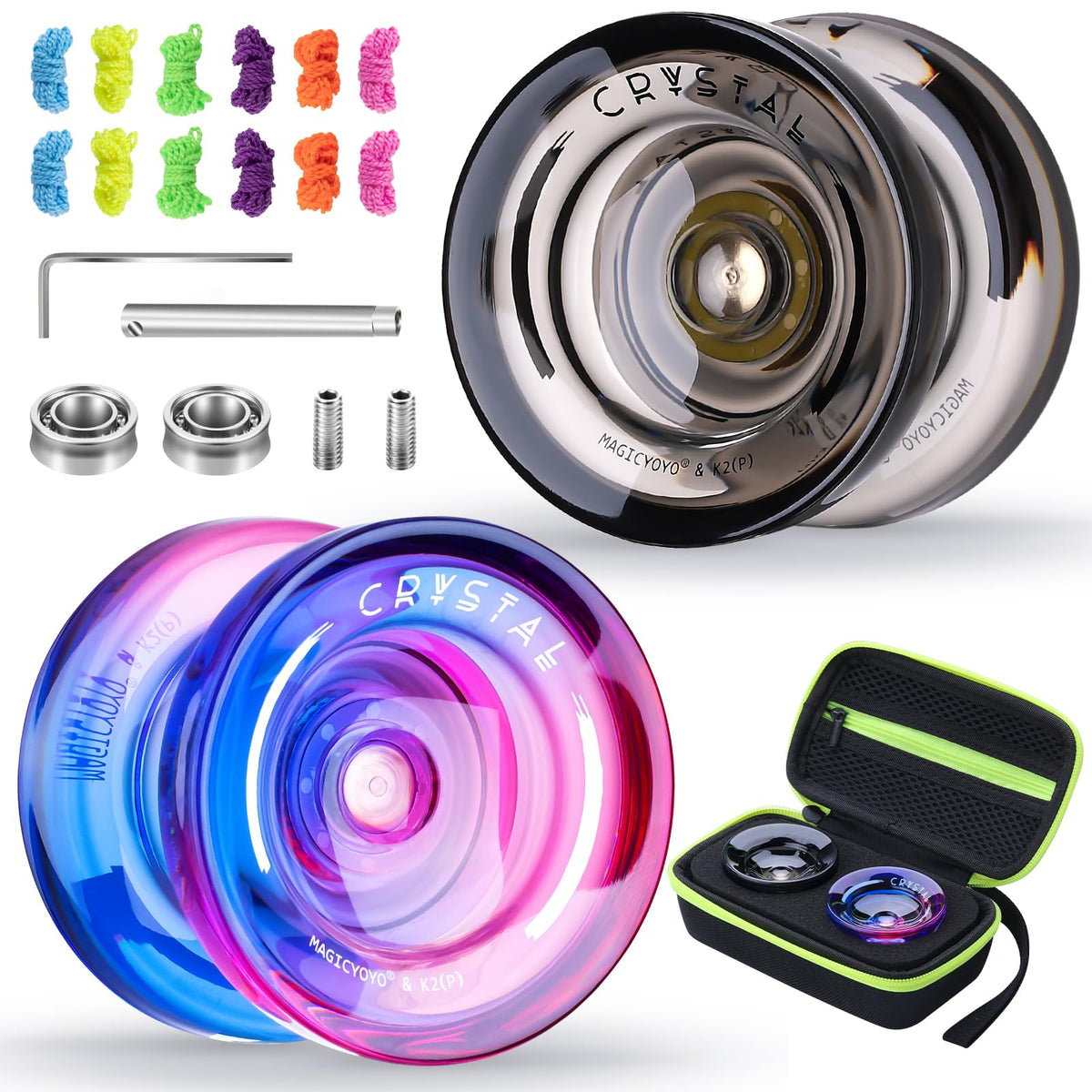 MagicYoYo K2 crystal yoyo 2-pack in purple-pink gradient for smooth beginner practice