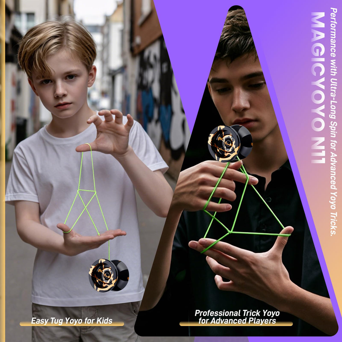 MAGICYOYO N11 supports 1A, 3A, and 5A tricks for versatility.