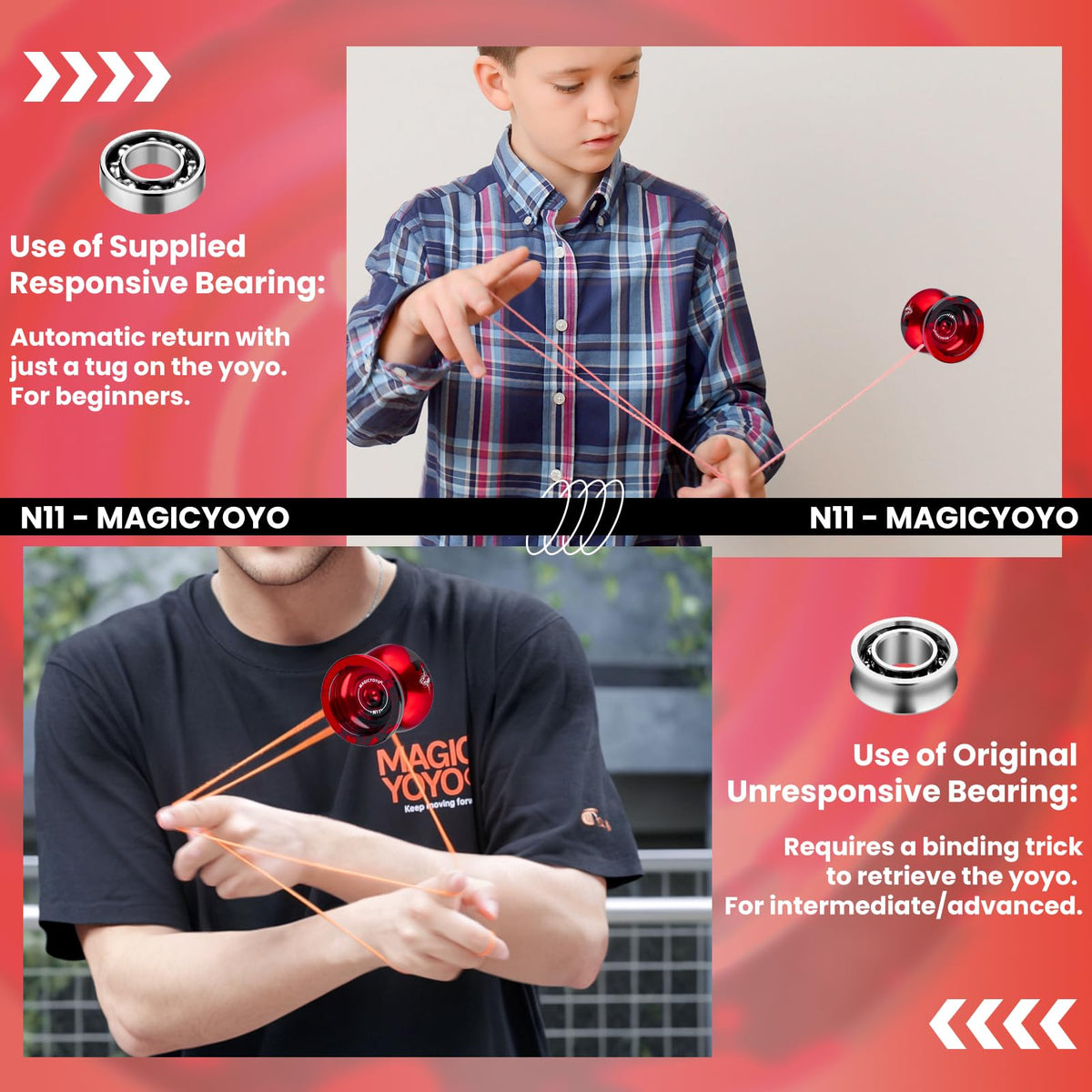 MAGICYOYO N11 measures 54mm by 42mm for balanced spins.