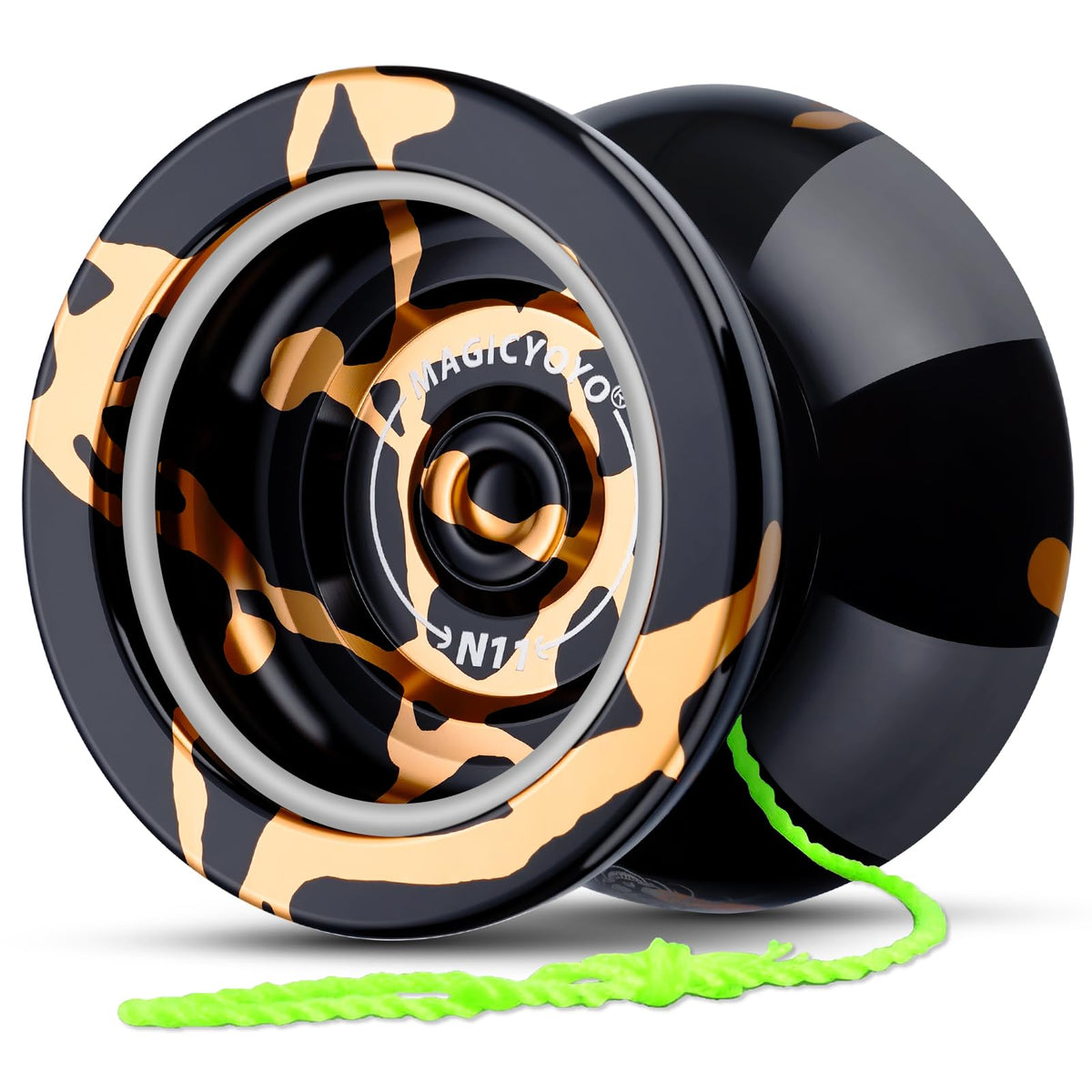 MAGICYOYO N11 metal body in a black-golden splash enables precise spins.