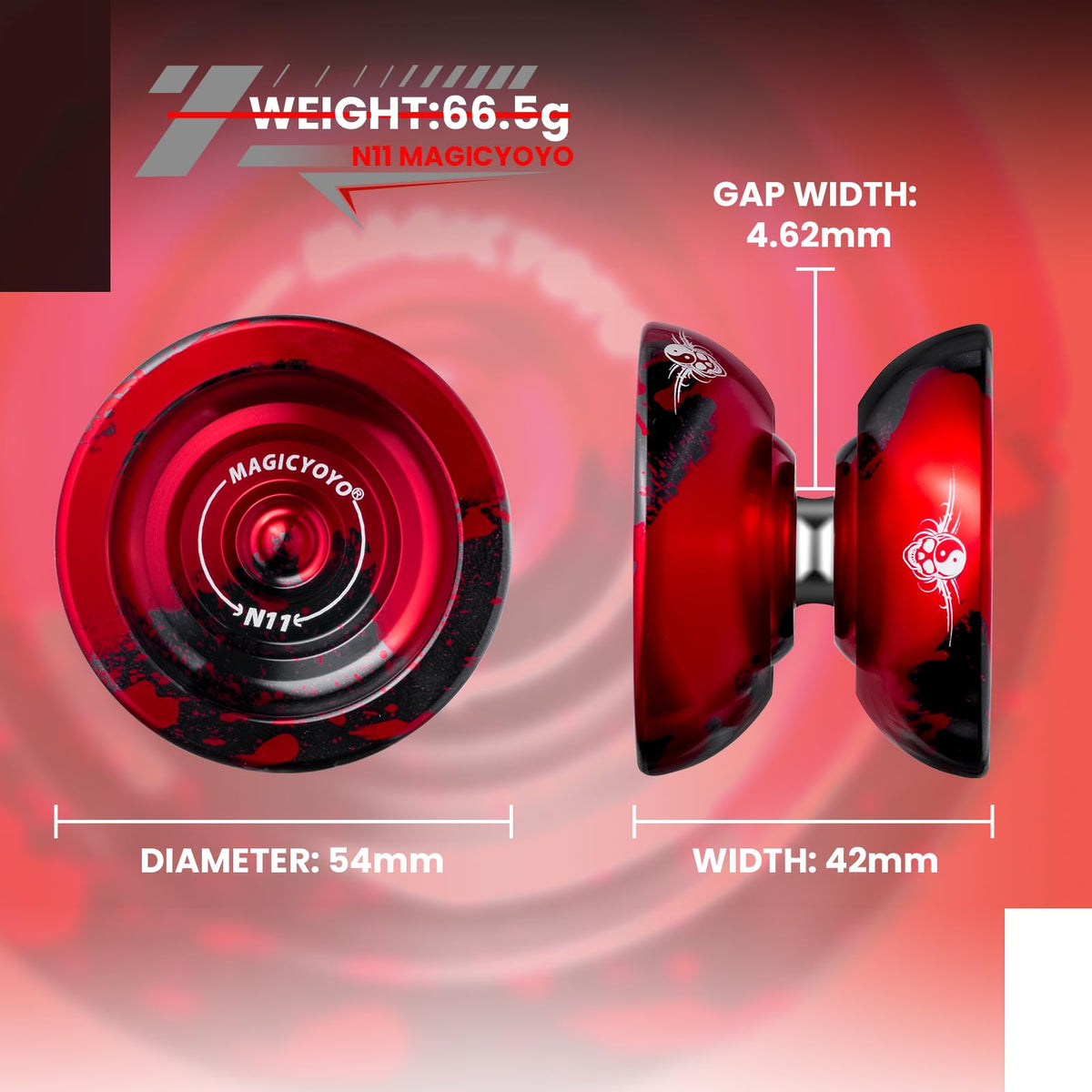 MAGICYOYO N11 includes two rubber weight rings for speed tuning.