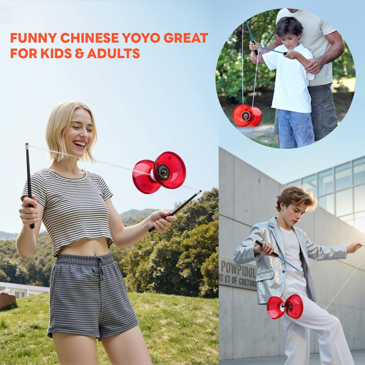 MAGICYOYO Pro red diabolo spinning smoothly to illustrate fast acceleration.