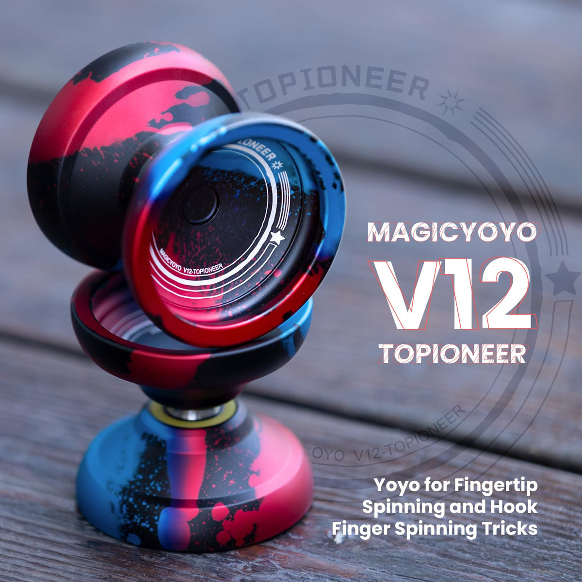 MAGICYOYO V12 finger-spin trick demonstrates fingertip control and hook spin potential.
