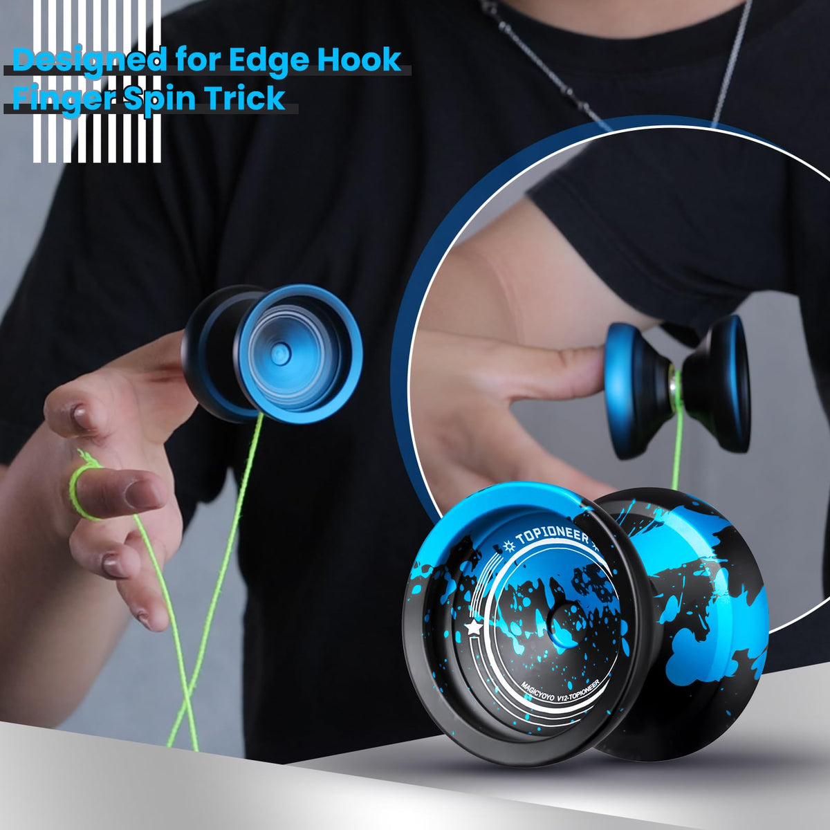 MAGICYOYO V12 hook-finger-spin feature enables smooth trick execution
