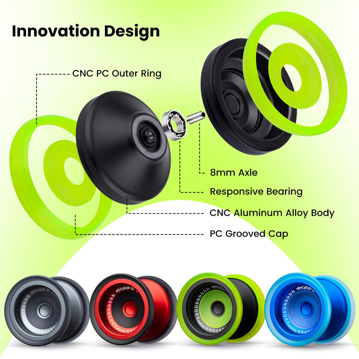 MAGICYOYO V13 Deepspin dual rings improve stability and even weight distribution.