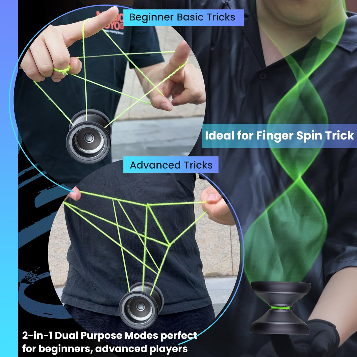 MAGICYOYO V13 Deepspin finger-spin cap enables precision for tricks.