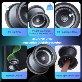 MAGICYOYO V13 Deepspin side view highlights durable aluminum body with PC rings.