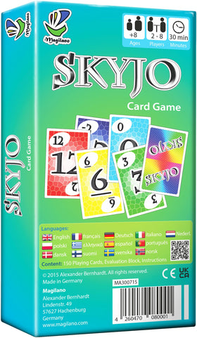 magilano SKYJO hand of cards closeup for strategic choices