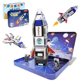 Maginoo 42PCS mini magnetic tiles rocket set for imaginative space play on the go