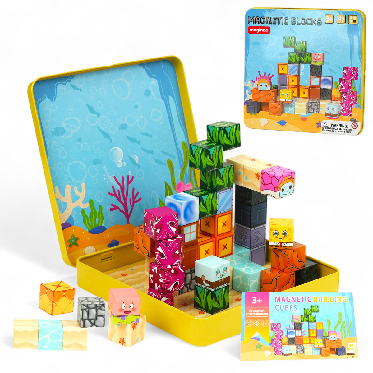 Maginoo ocean 49pcs blocks for imaginative STEM play on the go