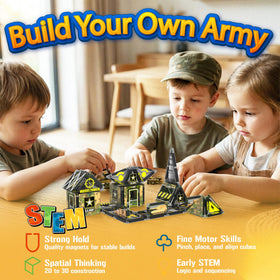 Maginoo mini magnetic tiles bunkers walls showcase versatile construction and STEM exploration