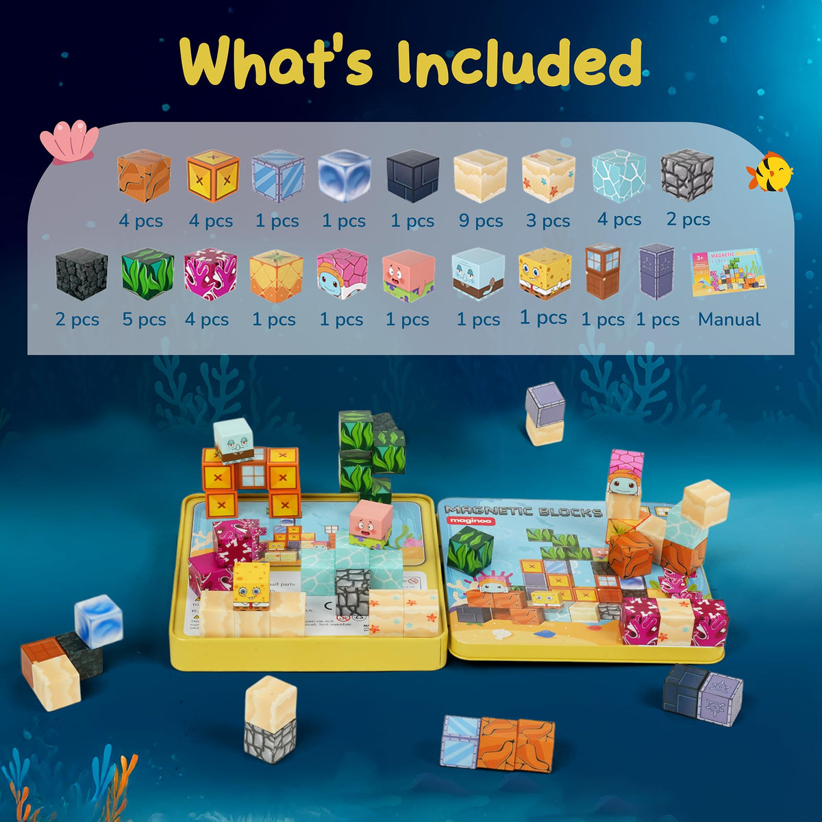 Maginoo blocks with a strong magnetic connection for stable constructions