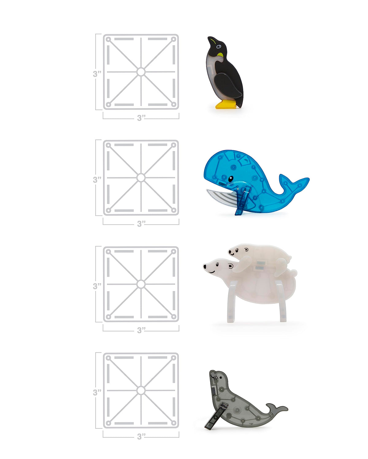 MAGNA-TILES Arctic Animals polar bear image enhances problem-solving during icy builds.