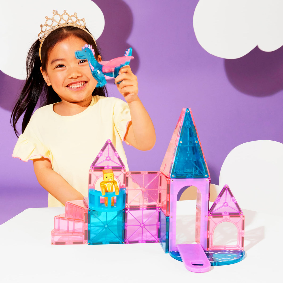MAGNA-TILES Castle dragon figure sparks imaginative adventures during pretend-play sessions.
