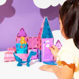 MAGNA-TILES Castle spiral staircase enhances vertical magnetic play and exploration.