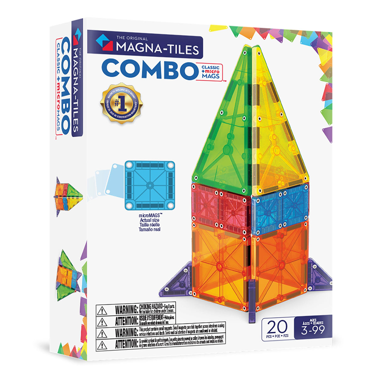MAGNA-TILES Combo 20-Piece closeup highlighting colorful tiles for creative building.