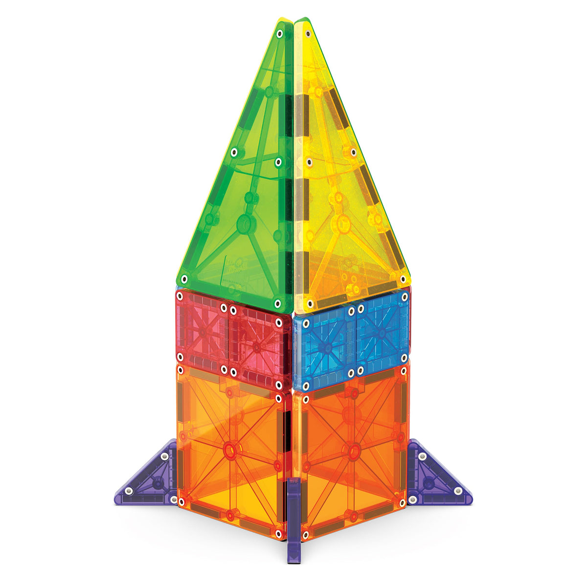 MAGNA-TILES combo set in action with kids crafting towers and bridges.