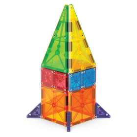 MAGNA-TILES combo set in action with kids crafting towers and bridges.