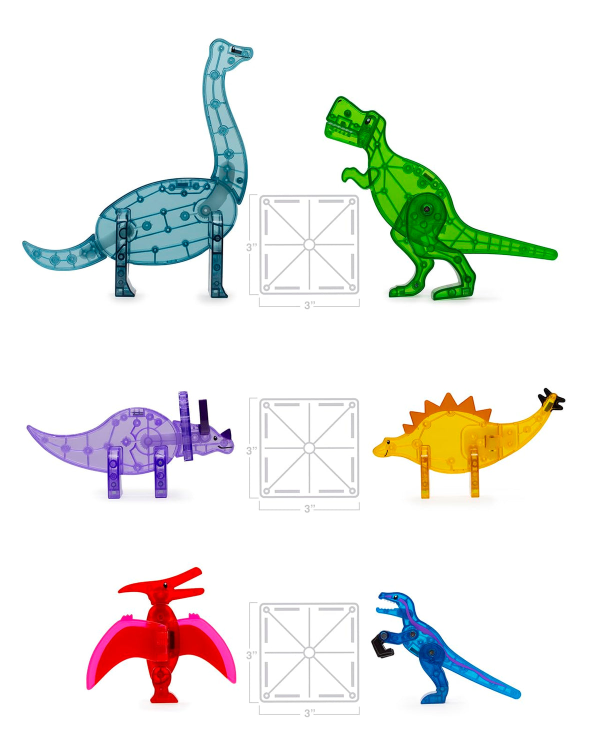 MAGNA-TILES Dino World XL T-Rex figure emphasizes bold builds and dynamic play scenes