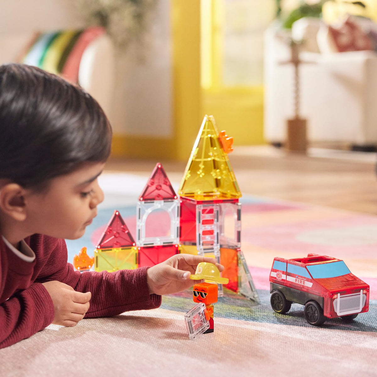 MAGNA-TILES Fire Rescue ladders invite climbing-inspired pretend rescues.