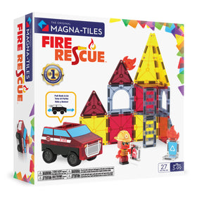 MAGNA-TILES Fire Rescue pullback chassis demonstrates fast action play possibilities.