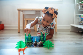 MAGNA-TILES Deer figurine sparks storytelling in forest scenes.