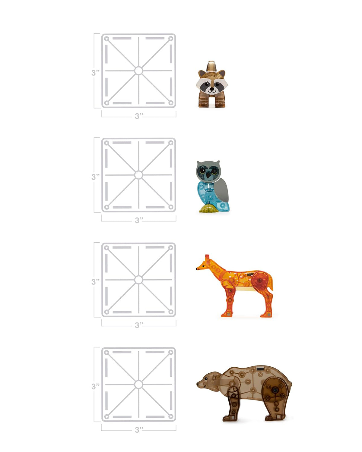 MAGNA-TILES Raccoon figurine invites woodland character play.