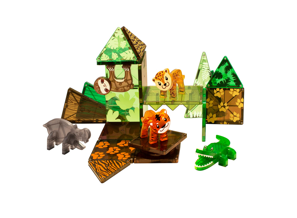 MAGNA-TILES Jungle caiman figurine with vibrant tiles for imaginative adventures