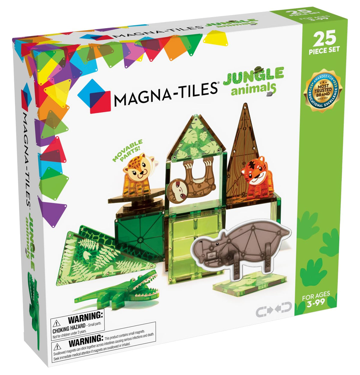 MAGNA-TILES Jungle hippo figurine with colorful tiles for creative storytelling