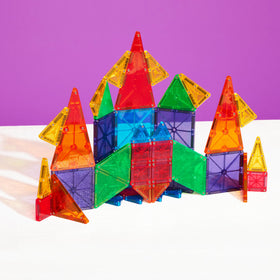 MAGNA-TILES microMAGS equilateral triangles enhance intricate constructions