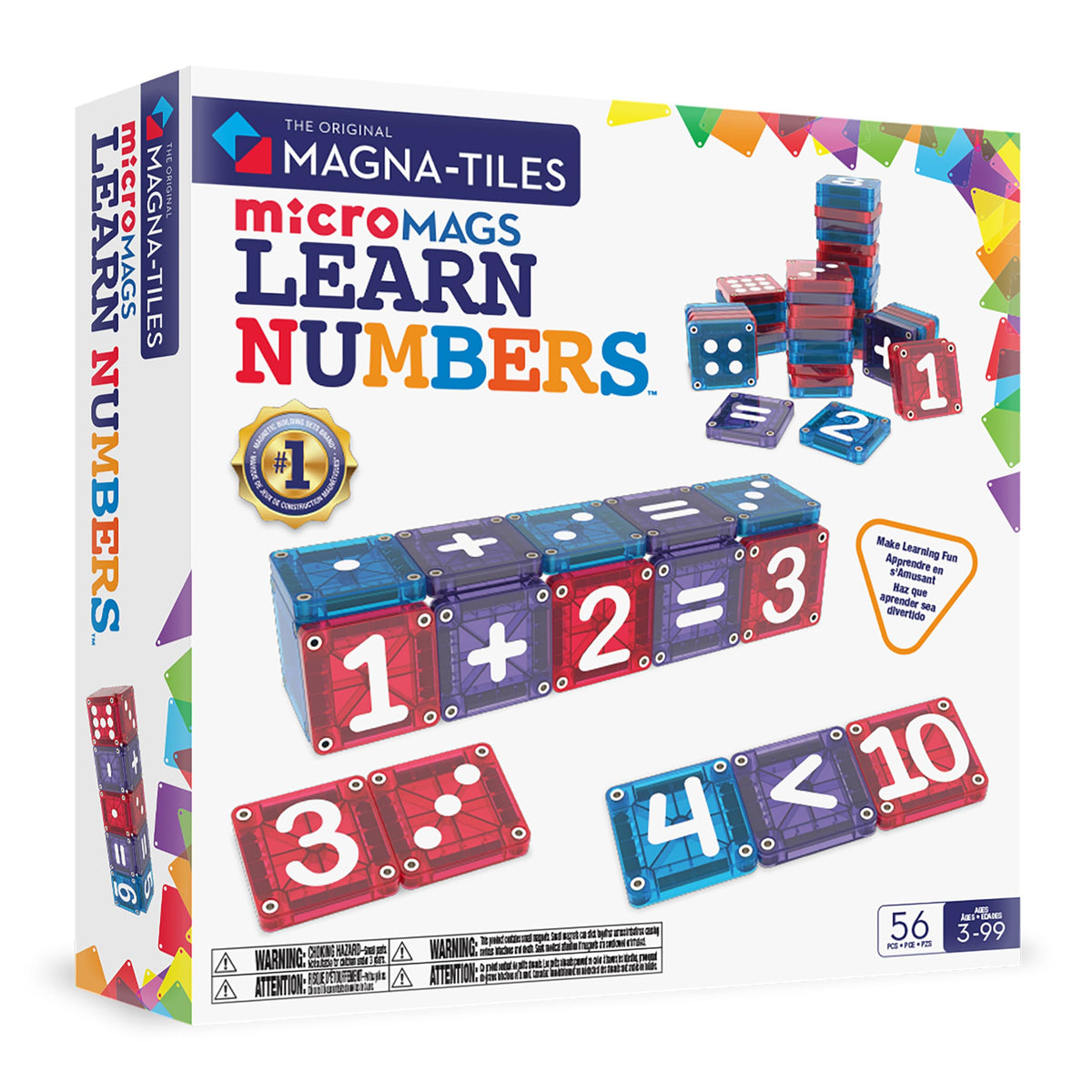 MAGNA-TILES microMAGS numbers tiles for early number recognition and playful learning.