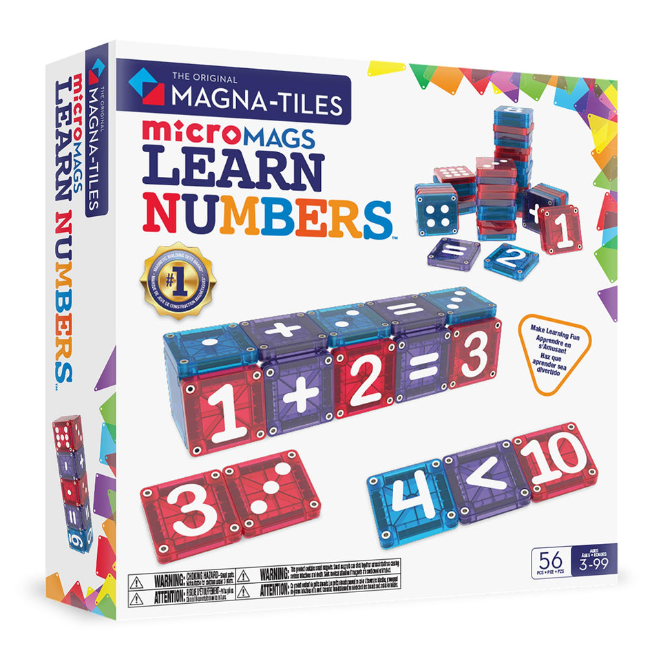 MAGNA-TILES microMAGS numbers tiles for early number recognition and playful learning.
