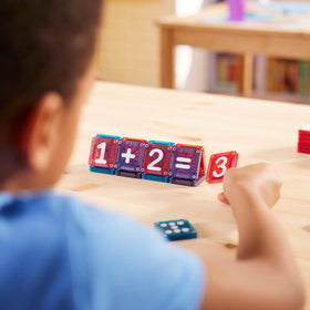 MAGNA-TILES microMAGS printed numbers support counting practice during hands-on building.