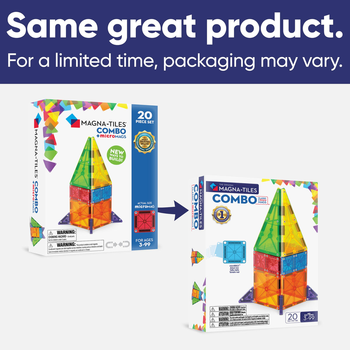 MAGNA-TILES pieces in lattice demonstrate safe, secure magnetic play.
