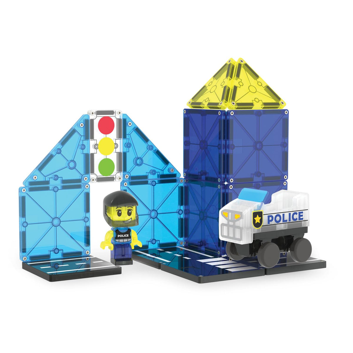 MAGNA-TILES Police Patrol police car part supports dynamic mission play.