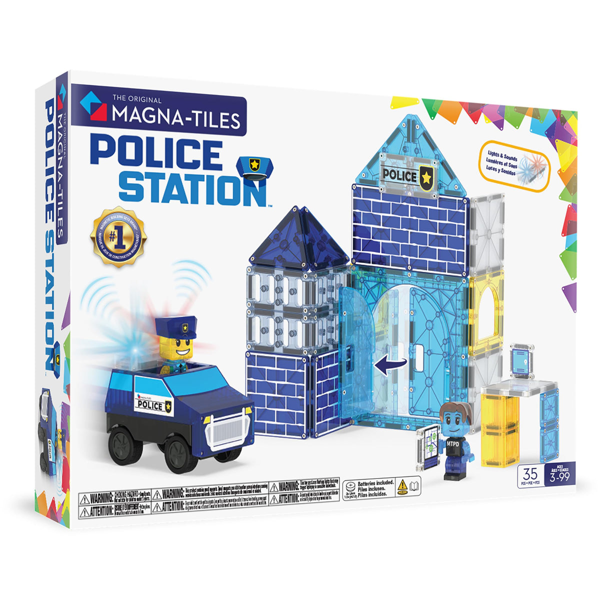 MAGNA-TILES Police Station with pullback chassis for fast, action-packed rescue play