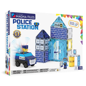 MAGNA-TILES Police Station with pullback chassis for fast, action-packed rescue play