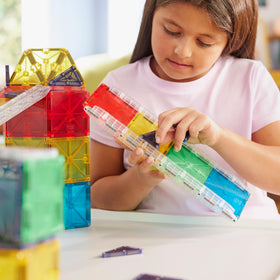 Long-track designs with Magna-Tiles Rail Racers allow extended runs and smoother curves.
