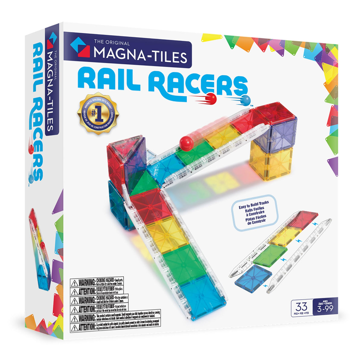 MAGNA-TILES Rail Racers track rails for fast, hands-on building and learning.