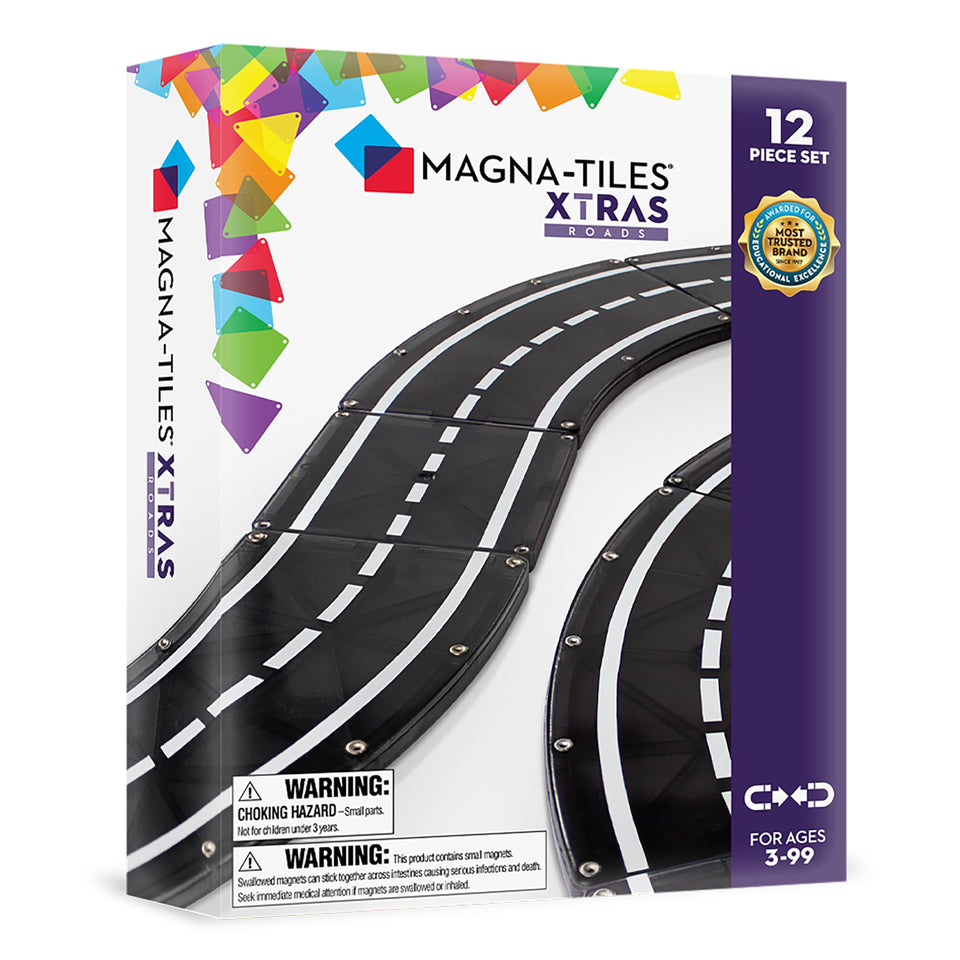 MAGNA-TILES Roads 12-piece bundle for highway building and imaginative play