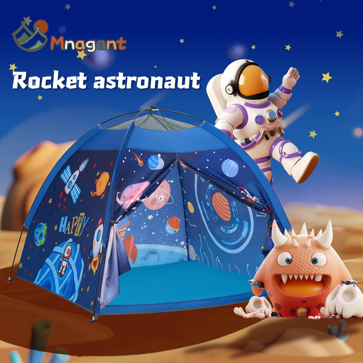 Mnagant Space World Play Tent poles assembly simplifies setup for quick playtime.