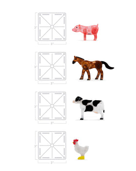 MAGNA-TILES Farm Animals small squares support modular farm layouts and creativity.